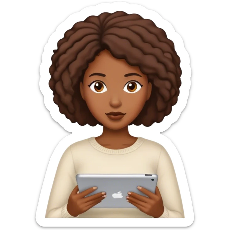 Black woman reading iPad sticker