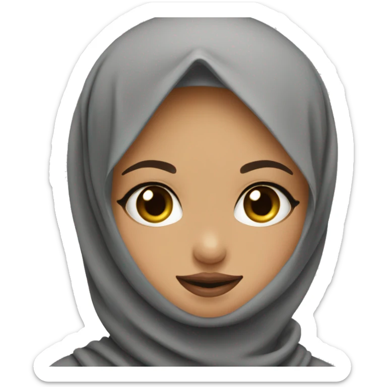 hijabi mid skinned girl with her tounge out and a peace sign  sticker