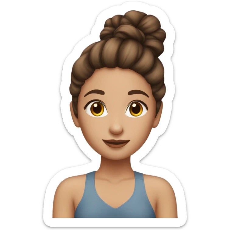 Brown hair girl hair in bun with beauty face cream sticker