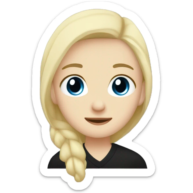 Blonde girl with blue eyes in black sweater and an east asian man with black hair and black eyes hugging sticker