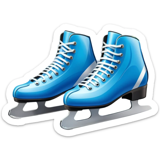 An icon showing close-up speed skating boots with long blades gliding across smooth ice. In the background, a professional racing track curves through a snowy winter landscape with mountains and pine trees under a bright sky. Transparent background enhances the dynamic scene. sticker
