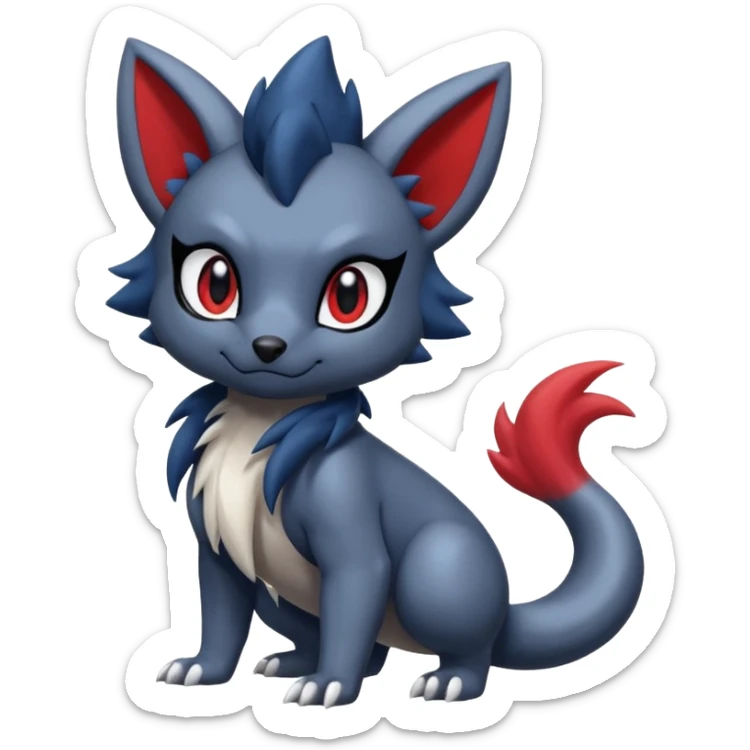 Cute cool handsome baby Poochyena-Zorua-Absol-Salandit-fusion (full body) sticker