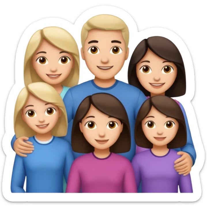 Light skin Hispanic family of 6 mom, dad, two 20 yr old daughters, 20 year old son, and 10 year old daughter sticker