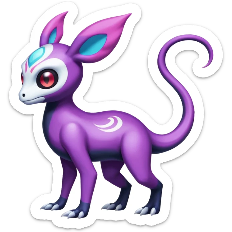 Shiny Duskull-Salandit-Sylveon-Fakémon-hybrid-creature (full body)  sticker