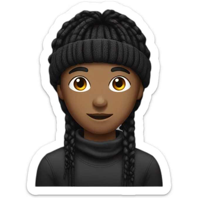 Brown teen boy with a balaclava with black box braids showing near the eyes sticker