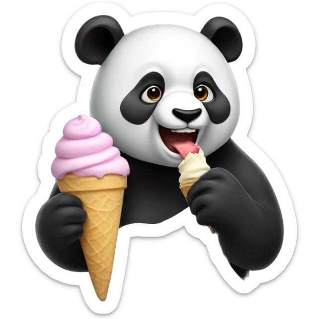 Panda eating ice cream sticker