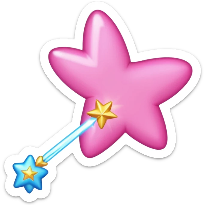 shooting star with a pink heart instead of a star at the end of a wand emoji sticker