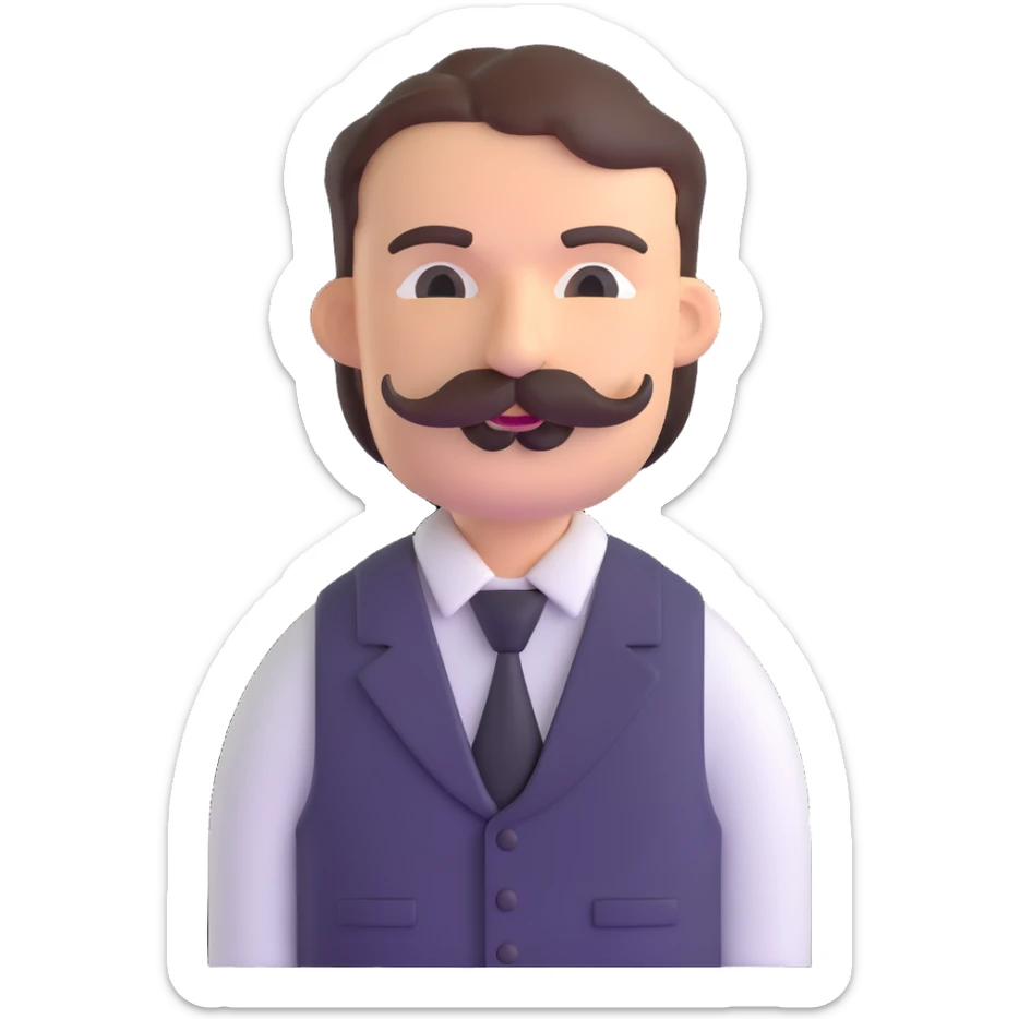 The neighbor character from Hello Neighbor game with mustache and vest sticker