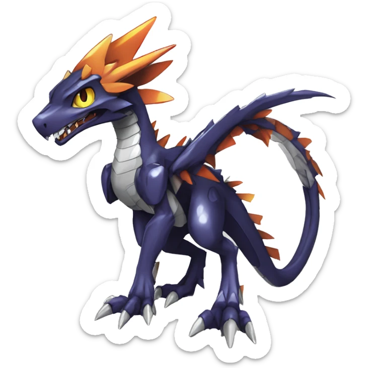  Edgy Shiny Futuristic Digimon-Fakemon-Reptile-Dragon-Sergal full body sticker