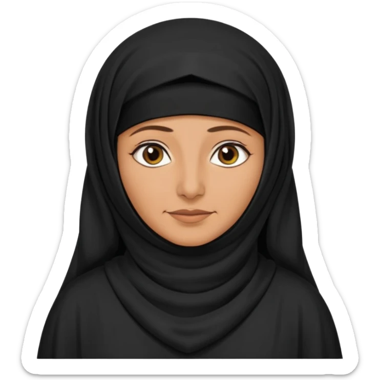 an old emirati women wearing traditional cloths covers her face with burg'a a;; the cloths and burqa'a are black no accessories UAE vibes sticker