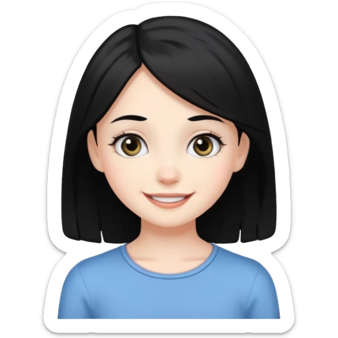 A white skin daughter with black hair and eyes. Skinny and cute sticker