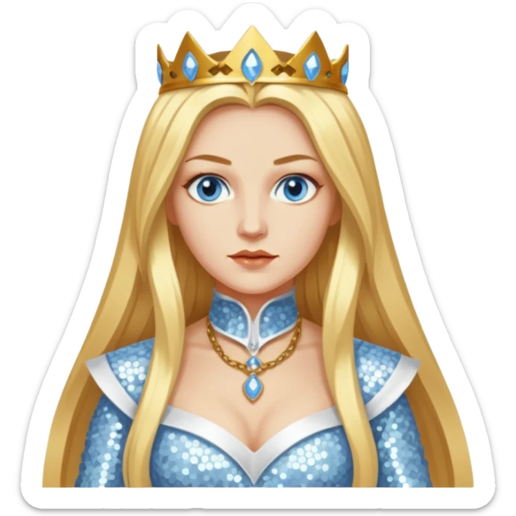 Katharina Siegel, Mistress of Vlad Tepes with long golden blonde hair, white sequin outfit sticker