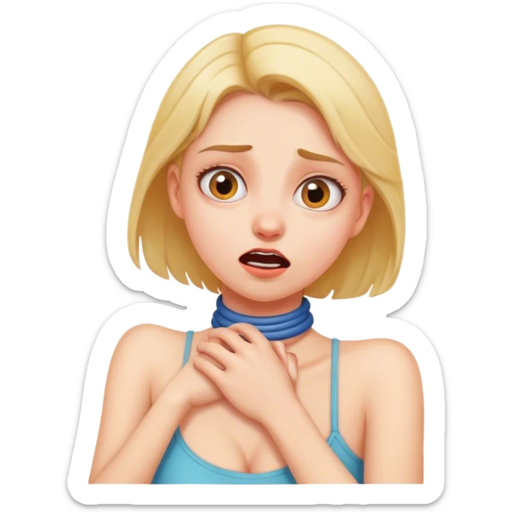 a girl grabbing herself by the neck and she looks like she is going crazy sticker