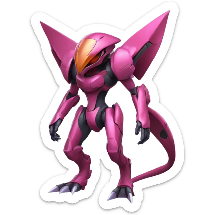 a Genesect-Raptor-Fakémon—hybrid with a futuristic visor-helmet full body sticker