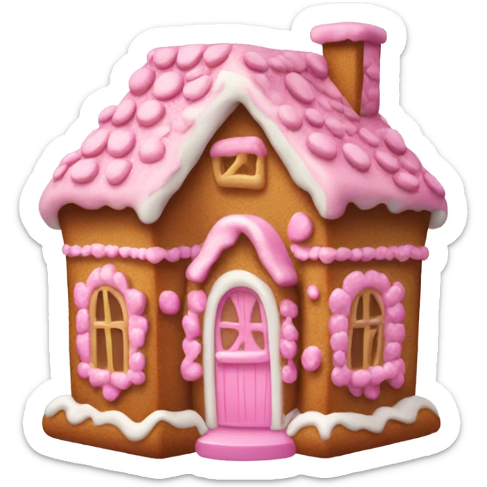 Pink gingerbread house sticker