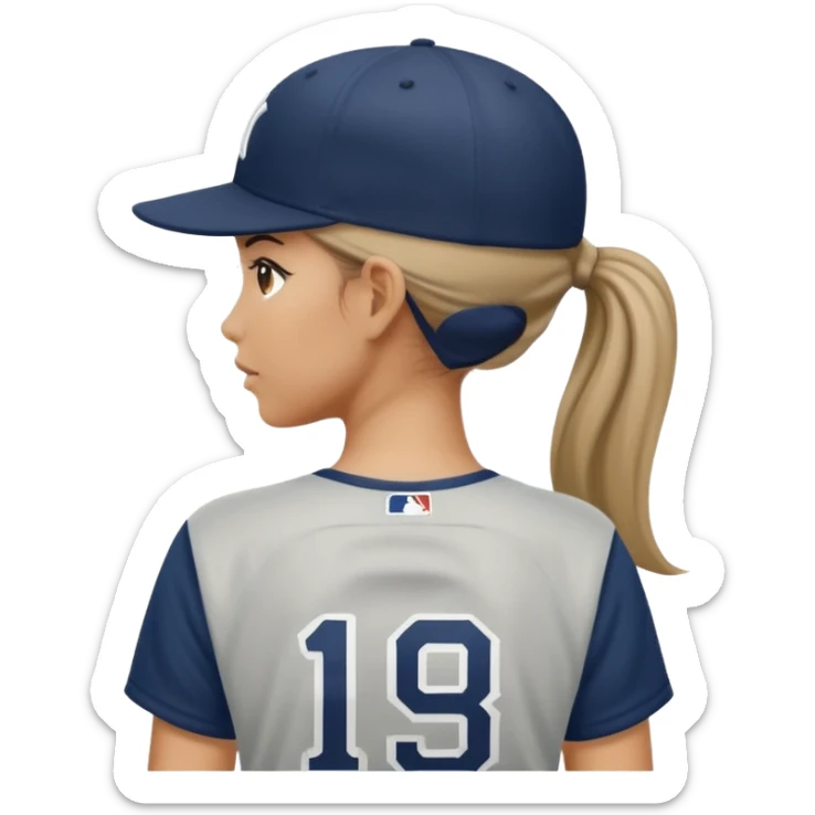 New york yankees hat tan skin girl hair back sticker