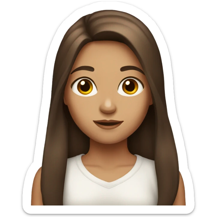 Girl with long brown hair and brown eyes sticker