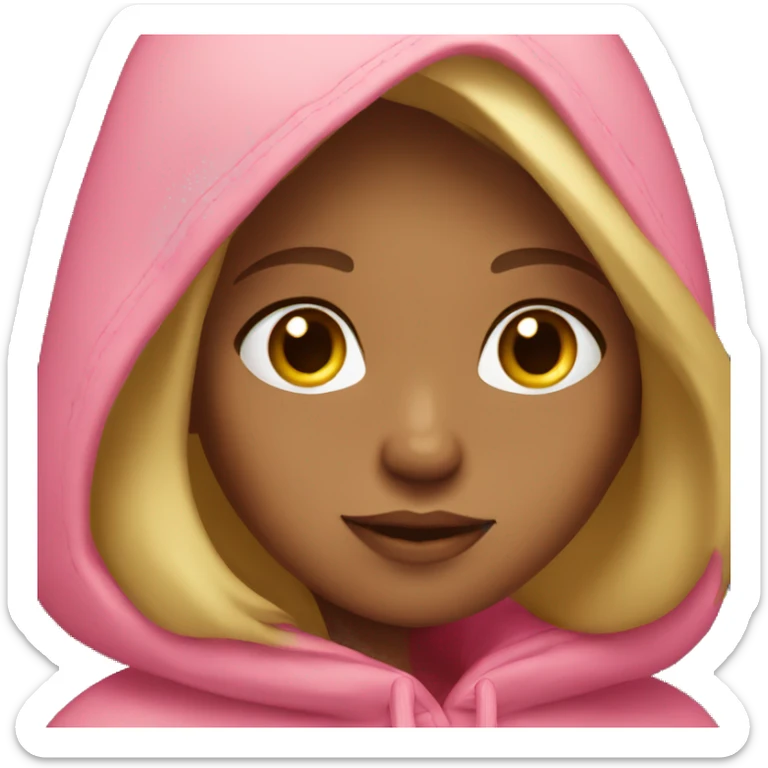 Blond girl with light brown eyes and a pink hoodjr sticker