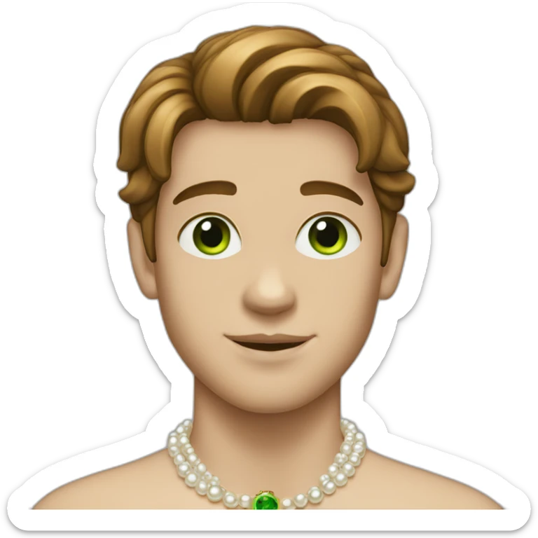Posh-boy-with-pearl-necklace-and-green-eyes-and-brown-hair sticker