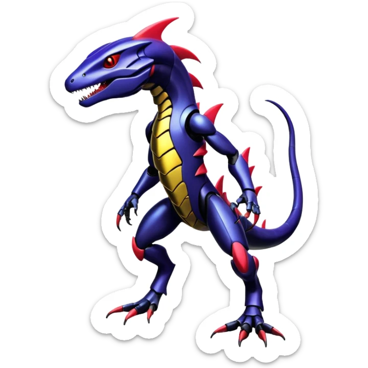 Shiny Exotic Colorful epic Salandit-Genesect-Koraidon-Fakémon-hybrid-creature (full body)  sticker