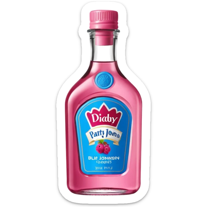 bottle of oil blue top pink outside with logo that says Diddy Party oil Johnson and Johnson  brand with a smiling berry on top sticker