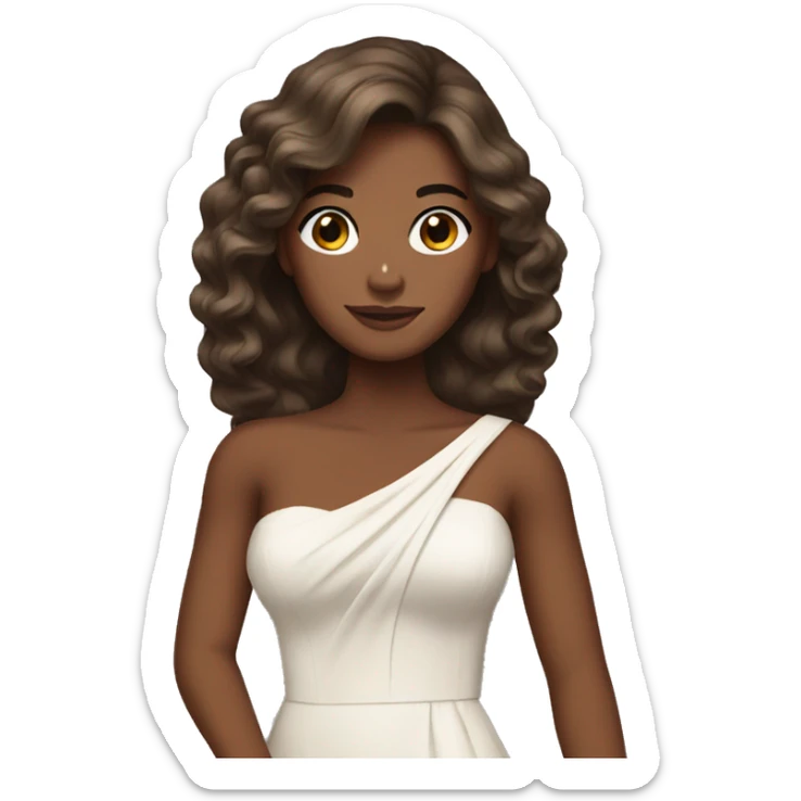 woman brown skin long hair holiday gown  sticker