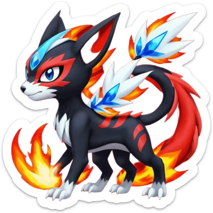 Shiny Meloetta-Litten-Guilmon-Darkrai-Pokémon-Fakémon-fusion-hybrid-creature sticker