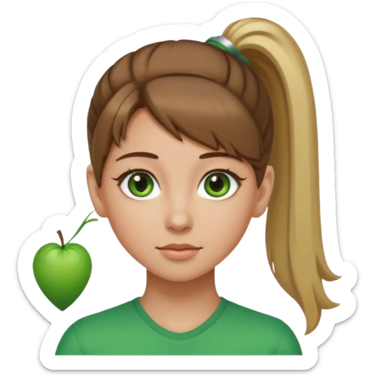 a brown haired girl with blonde highlights in a high ponytail but make her really pretty sticker