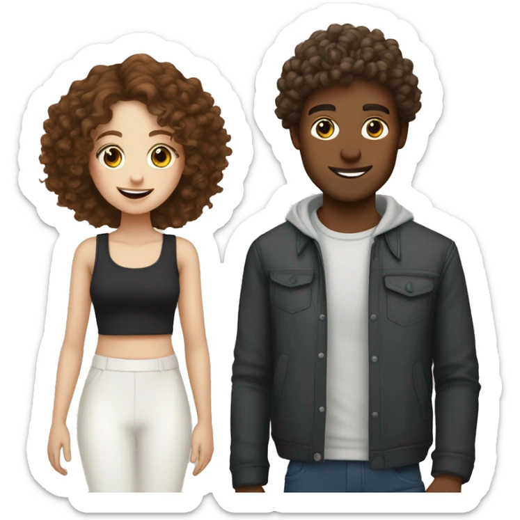 copenhagen besties guy white skin and straight brown hair and girl whit curly brown hair sticker