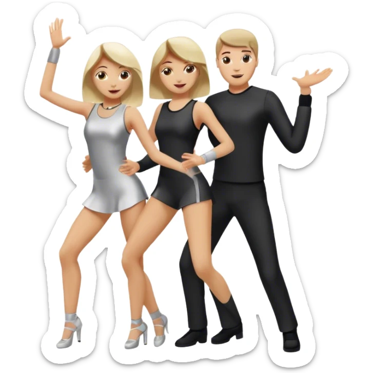 two caucasian people dancing in the club with tecno wear sticker