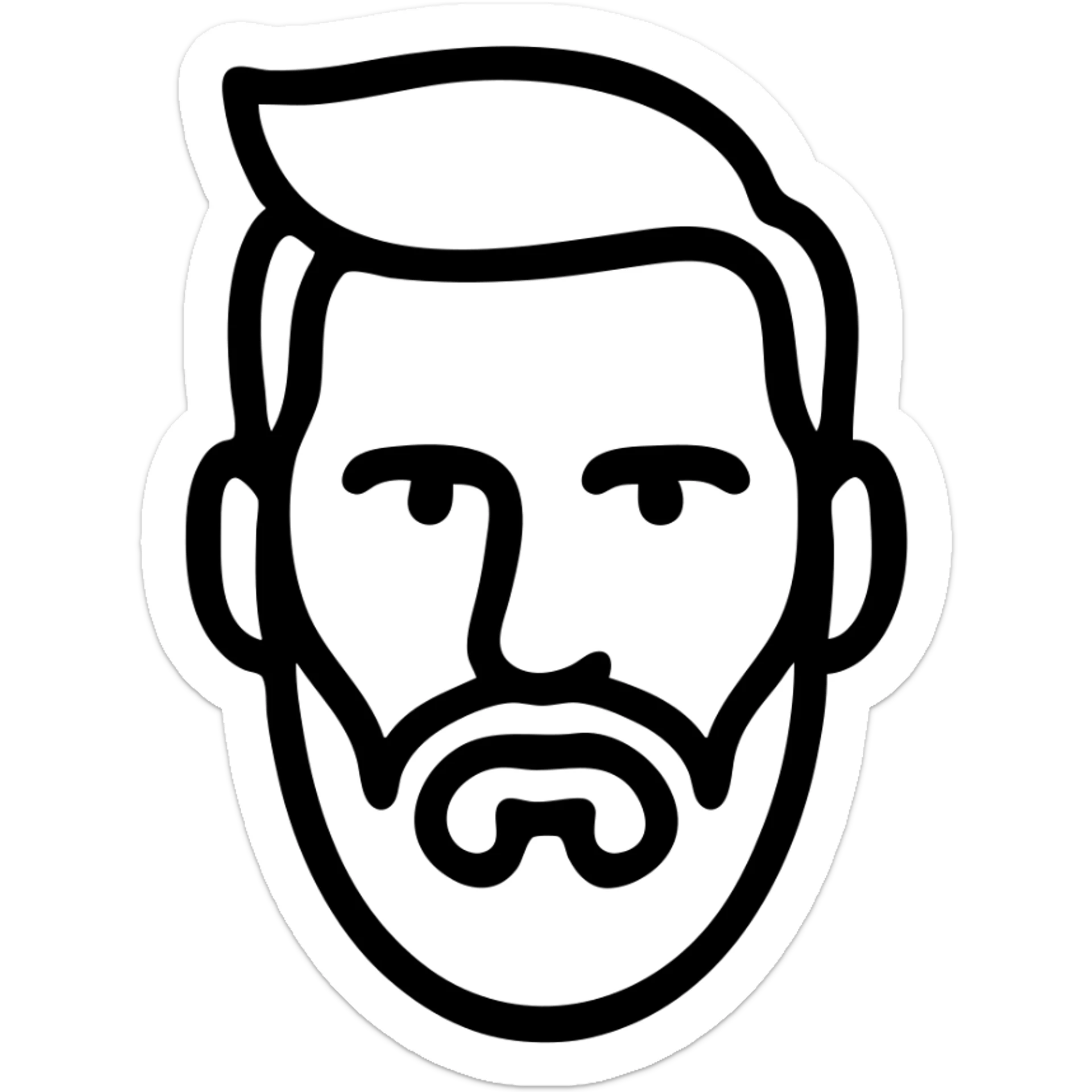 simple, recognizable icon of Lionel Messi focusing on his beard and hairstyle, clean lines, no text, suitable for app icon sticker