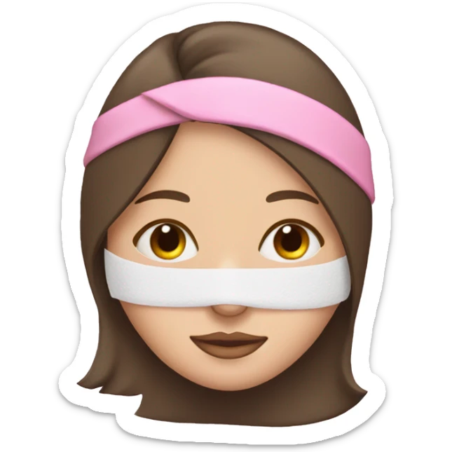 A brunette girl white skin sleeping and wearing a pink sleep mask  sticker