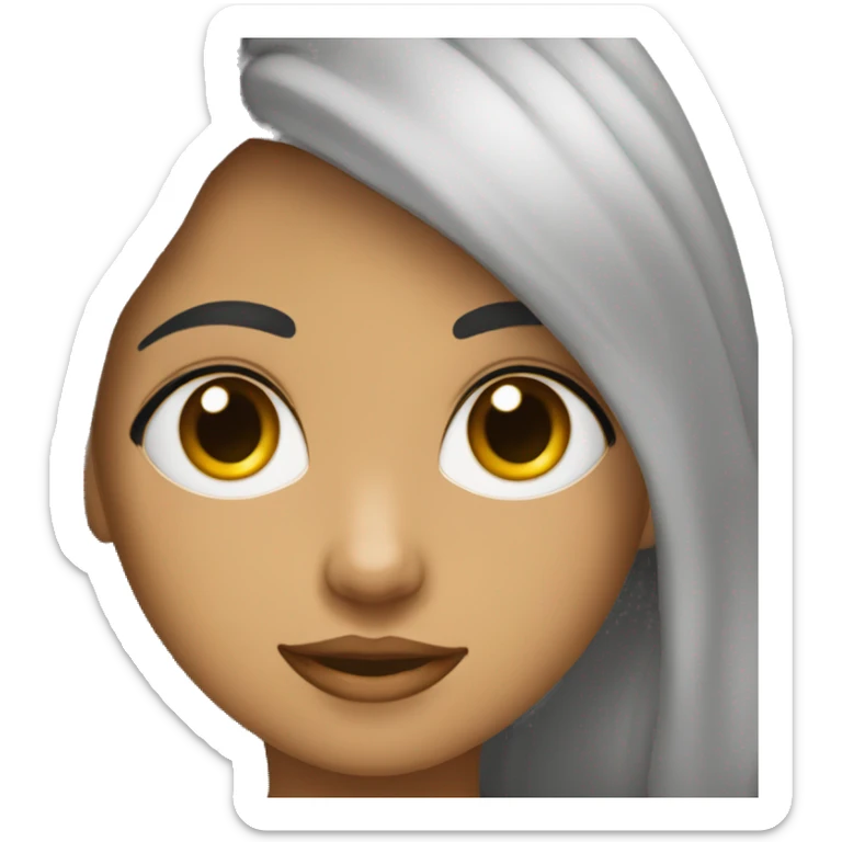 niño con tez morena, pelo rizado media melena negro y ojos grandes sticker