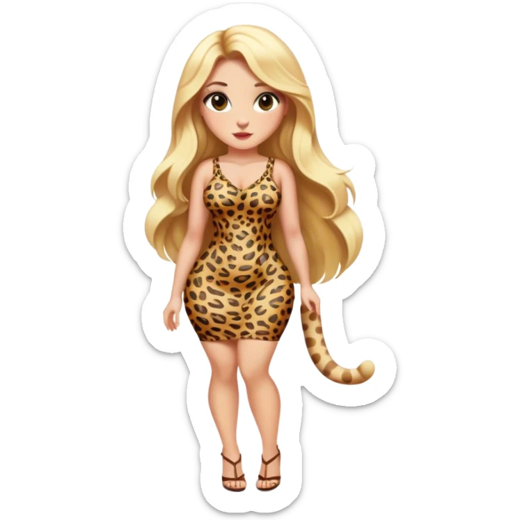 Curvy blonde long hair sfw cheetah print short dress  sticker
