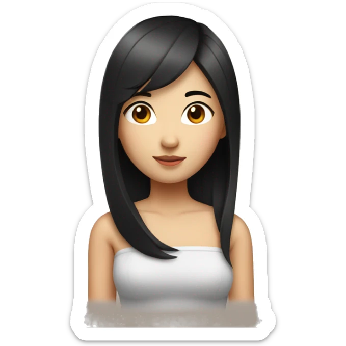 Asian girl with tube top and straight black hair sticker