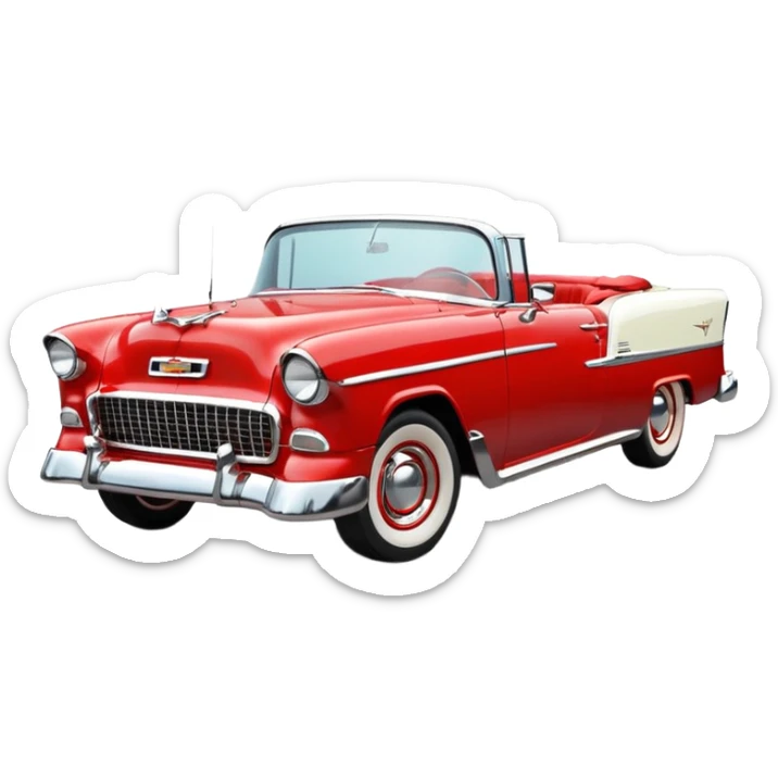 1955 Chevrolet Bel Air Convertible, Red-White color, 32x32 pixels, aspect ratio: 1:1 sticker