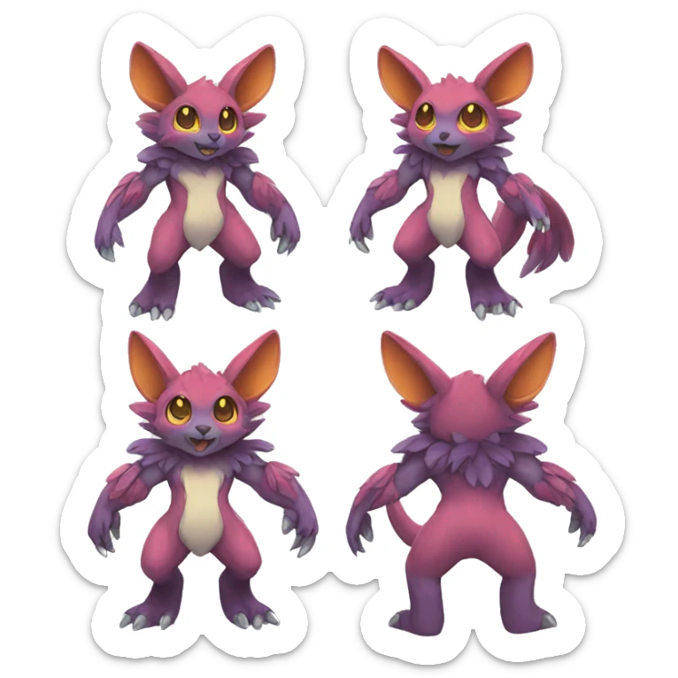 Cute cool colorful fantasy animal hybrid Fakemon full body sticker