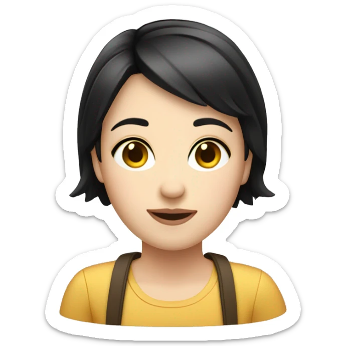 Girl tour guide with fair skin short black hair chubby face sticker