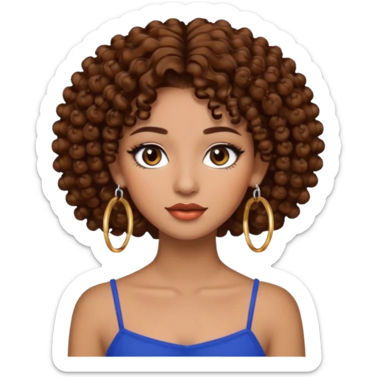 One, Puerto Rican, fair skin brown hair it has to be straight with earrings and makeup. I would like the earrings to be hoop and my best friend by my side is caramel skin color with curly black hair. sticker