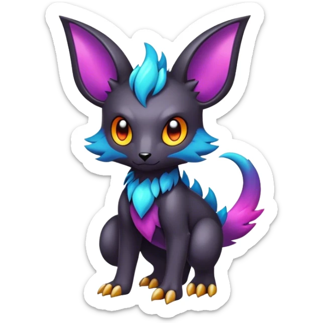Cute cool colorful dark fantasy animal hybrid Fakemon full body sticker