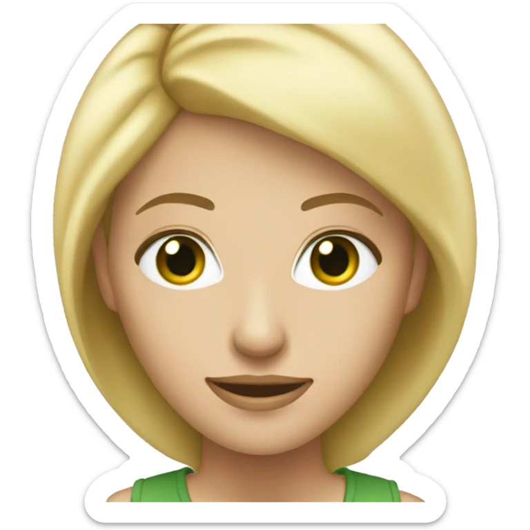 blonde women, age about 45, green eyes . works in Logistic company sticker