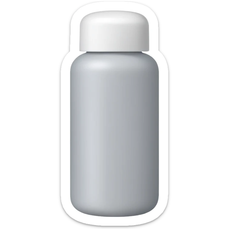 minimalist emoji of a cylindrical skincare bottle, light gray, with a rounded cap, no text or branding sticker