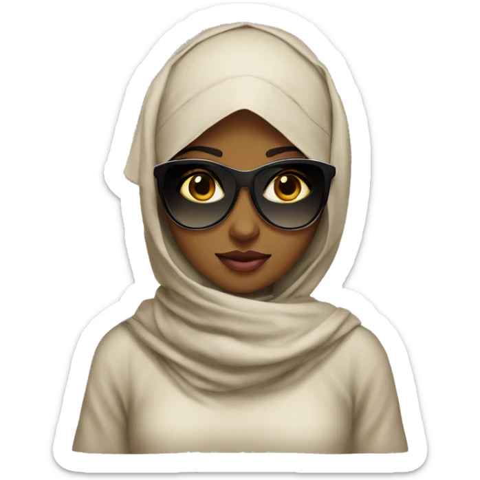 Pretty model Muslim Somali girl with sunglasses and sun hat and neck covered sticker