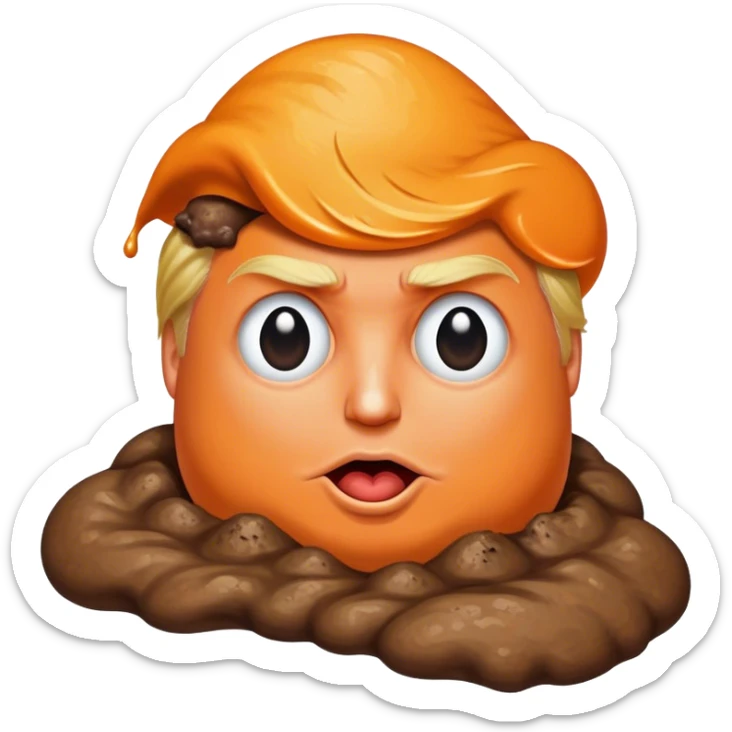 Donald Trump orange face super imposed on brown piece of poop sticker