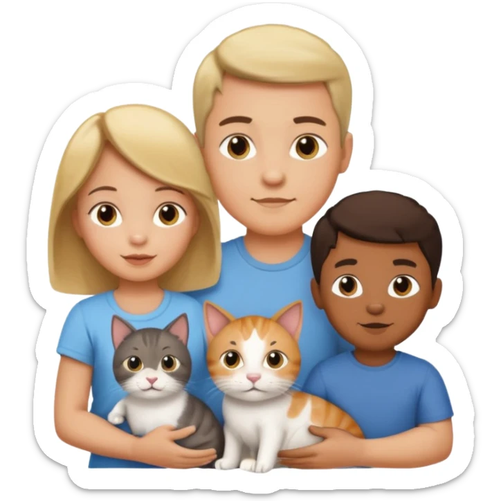 Un bebé Un niño de 10 años y papá y mamá tambien un gato y un perro todos son parte de la familia sticker