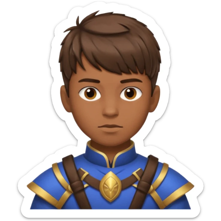 create a fringe haircut boy with a brown hair with hair little up more looking like warrior haircut sticker
