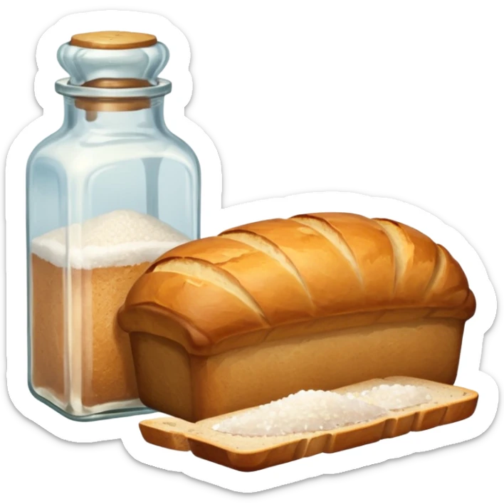 a one victorian bottle of salt and a loaf of bread sticker