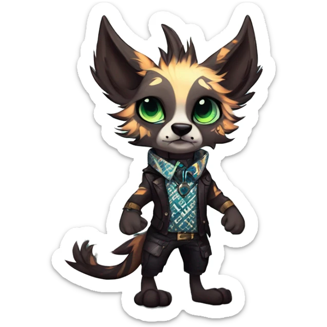 cute cool edgy fantasy animal fursona creature by griffsnuff & LiLaiRa & Falvie with badass colors with patterns and a spiked collar full body sticker