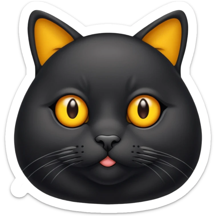 Un gato negro gordito con los ojos de color amarillos sentado sticker