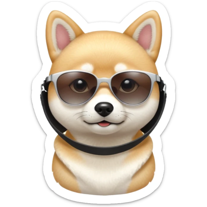 Kawaii-style, white, female, Shiba Inu wearing sunglasses looking cool sticker